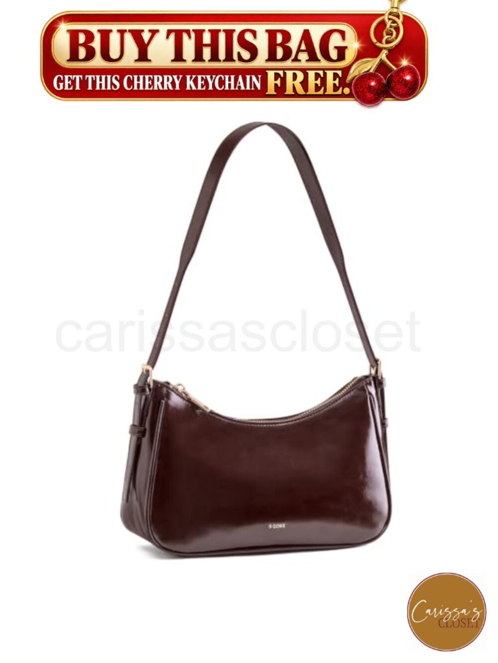 ✨ S-ZONE Vegan Leather Hobo Shoulder Bag Crescent Adjustable Strap